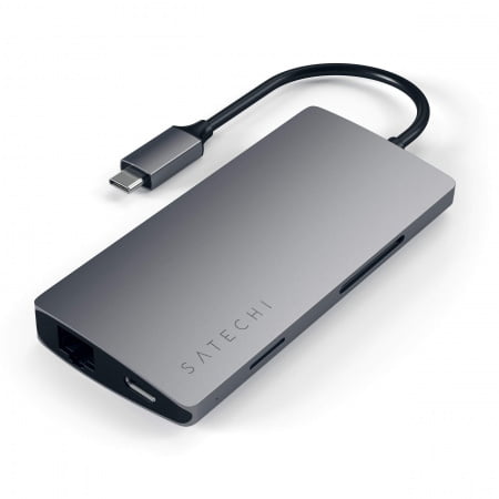 Adaptor Satechi Aluminium Type-C Multi-Port Adapter (HDMI 4K,3x USB 3.0,MicroSD,Ethernet V2) - Space Grey, ST-TCMA2M - imagine 5