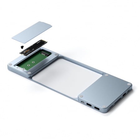 Adaptor Satechi USB-C Slim Dock 24" IMAC (1xType-C Upstream Port,2x USB 2.0,1xMicro SD,1xSD Card,1xUSB-A,1x M.2 SSD slot, 1xUSB-C) colour match cable inc. - Blue, ST-UCISDB - imagine 6