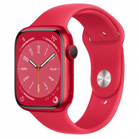 Apple Watch S8 Cellular 45mm (PRODUCT)RED Aluminium Case, (PRODUCT)RED Sport Band - Regular, mnka3wb/a