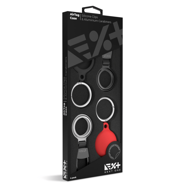 NEXT ONE AIRTAG SILICONE CLIPS & ALUMINIUM CARABINERS | 4 PACK
