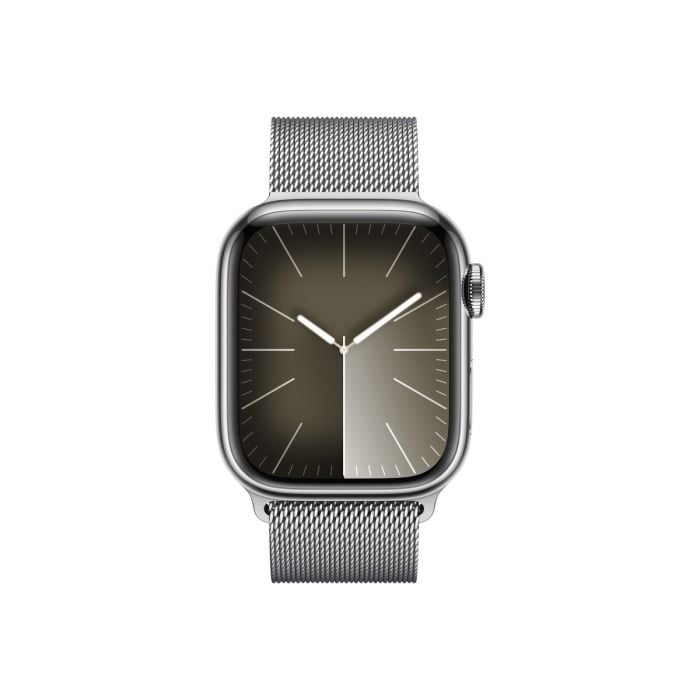 Apple Watch 9 GPS + Cellular, 41mm Silver Stainless Steel Case, Silver Milanese Loop, MRJ43QP/A - imagine 2