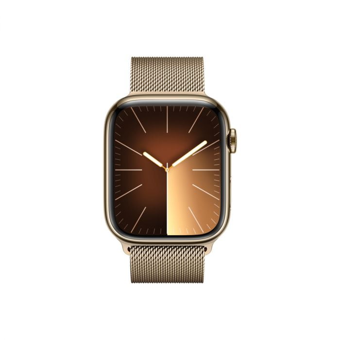 Apple Watch 9 GPS + Cellular, 45mm Gold Stainless Steel Case, Gold Milanese Loop, MRMU3QP/A - imagine 2