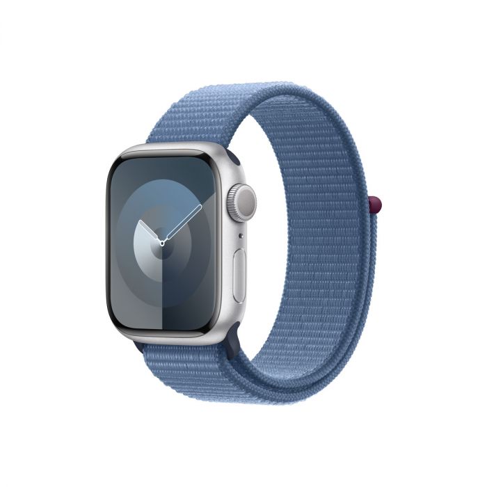 Apple Watch 9 GPS, 41mm Silver Aluminium Case, Winter Blue Sport Loop, MR923QP/A