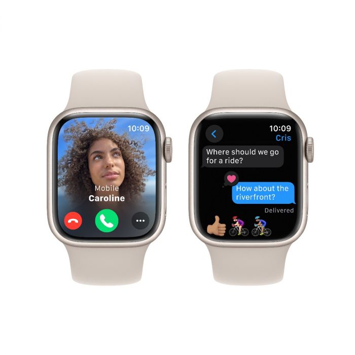 Apple Watch 9 GPS, 41mm Starlight Aluminium Case, Starlight Sport Band - M/L, MR8U3QP/A - imagine 6