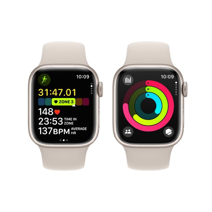 Apple Watch 9 GPS, 41mm Starlight Aluminium Case, Starlight Sport Band - M/L, MR8U3QP/A - imagine 8