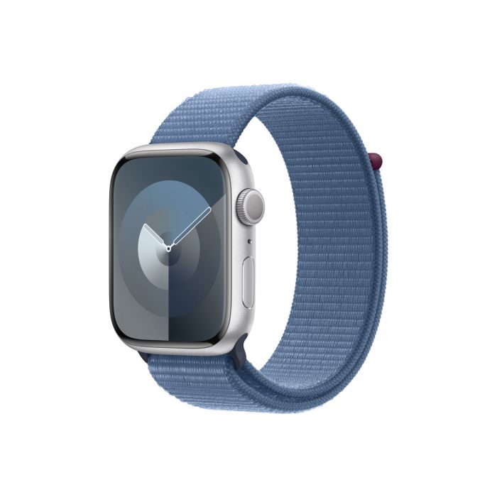 Apple Watch 9 GPS, 45mm Silver Aluminium Case, Winter Blue Sport Loop, MR9F3QP/A