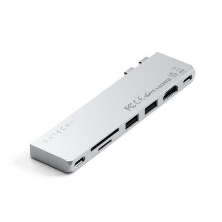 Satechi PRO HUB SLIM (1xUSB4,1xHDMI,2xUSB-A,SD/MicroSD,UHS-I up to 104MB/s, SD/SDHC/SDXC up to 2TB,1xUSB-C) - Silver, ST-HUCPHSS