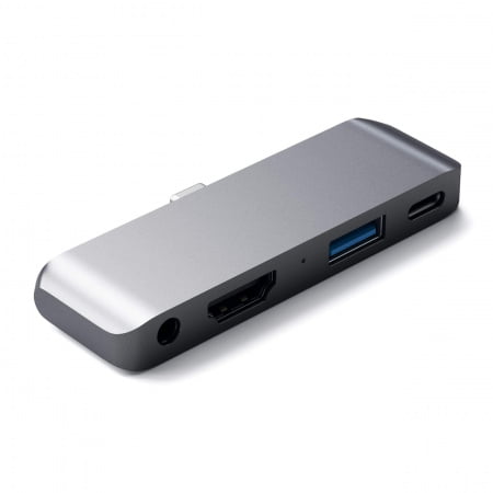 Satechi Aluminium Type-C Mobile Pro Hub (HDMI 4k,1x Jack 3mm,1x USB-A,1x USB-C) - Space Grey, ST-TCMPHM