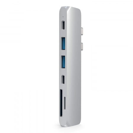 Satechi Aluminium Type-C PRO Hub (HDMI 4K,PassThroughCharging,2x USB3.0,2xSD,ThunderBolt 3) - Silver, ST-CMBPS