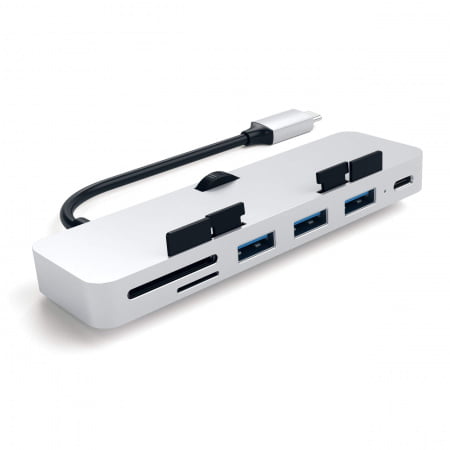 Satechi Aluminum Type-C CLAMP PRO Hub (3x USB 3.0,MicroSD) - Silver, ST-TCIMHS