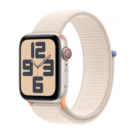 Apple Watch SE2 v2 Cellular 44mm Starlight Alu Case w Starlight Sport Loop, mrh23qp/a