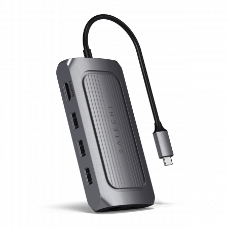 Satechi Aluminium USB4 Multiport Adapter w 8K HDMI (1x8K HDMI/30Hz, USB-C PD 100W, Ethernet, 2xUSB-A 3.2, 1xUSB-A 2.0, Micro/SD, 3.5mm audio) - Space Grey, ST-U4MA3M - imagine 4