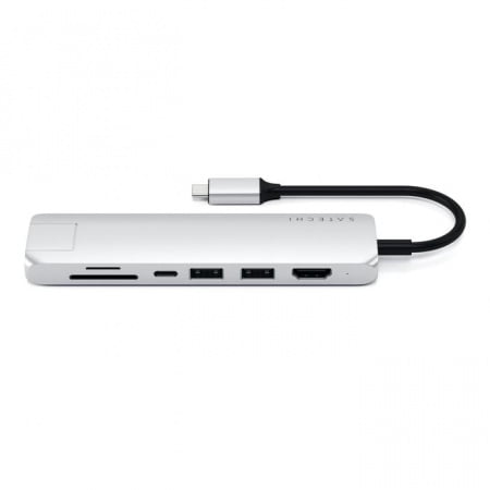 Satechi Aluminium Type-C Slim Multiport (1xHDMI 4K,2x USB-A,1x SD,1x Ethernet) - Silver, ST-UCSMA3S - imagine 4