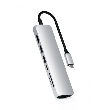 Satechi Aluminium Type-C Slim Multiport (1xHDMI 4K,2x USB-A,1x SD,1x Ethernet) - Silver, ST-UCSMA3S - imagine 3
