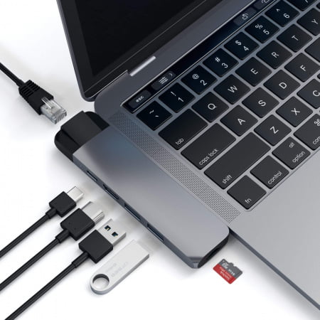 Satechi Aluminium Type-C PRO Hub (HDMI 4K,PassThroughCharging,1x USB3.0,1xSD,Ethernet) - Space Grey,ST-TCPHEM - imagine 3