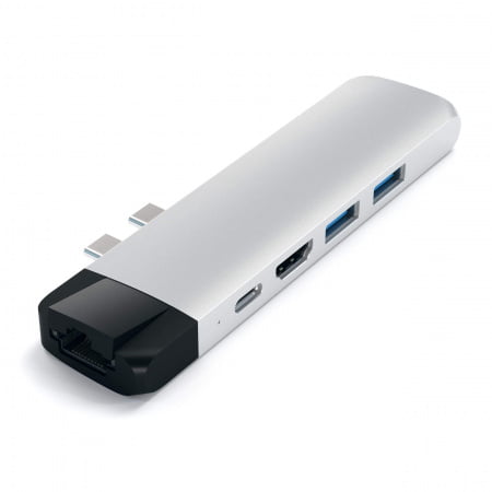 Satechi Aluminium Type-C PRO Hub (HDMI 4K,PassThroughCharging,1x USB3.0,1xSD,Ethernet) - Silver, ST-TCPHES - imagine 4