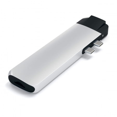 Satechi Aluminium Type-C PRO Hub (HDMI 4K,PassThroughCharging,1x USB3.0,1xSD,Ethernet) - Silver, ST-TCPHES - imagine 3