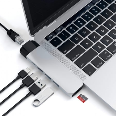 Satechi Aluminium Type-C PRO Hub (HDMI 4K,PassThroughCharging,1x USB3.0,1xSD,Ethernet) - Silver, ST-TCPHES - imagine 5