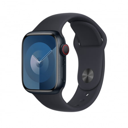 Apple Watch S9 Cellular 45mm Midnight Alu Case w Midnight Sport Band - S/M, mrmc3qp/a