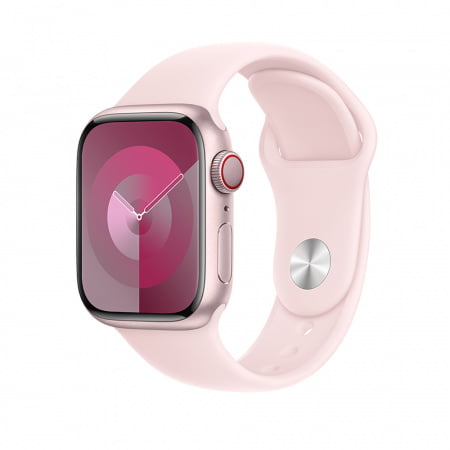 Apple Watch S9 Cellular 45mm Pink Alu Case w Light Pink Sport Band - M/L, mrml3qp/a