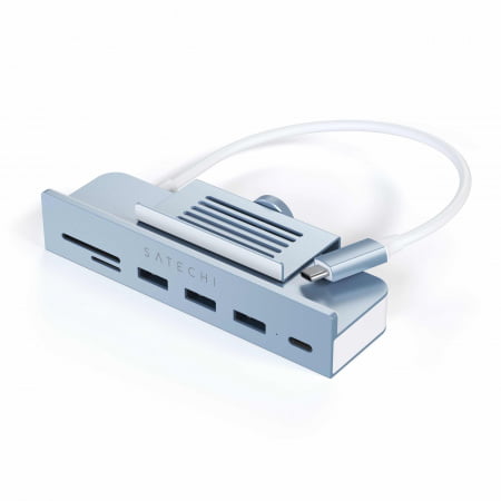 Satechi USB-C Clamp Hub iMac 24inch (2021) / (1x USB-C up to 5 Gbps,3x USB-A 3.0 up to 5 Gbps, inc. Apple S.Drive Micro/SD) - Blue, ST-UCICHB