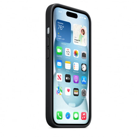 Apple iPhone 15 FineWoven Case w MagSafe - Black, mt393zm/a - imagine 6
