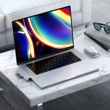 Satechi Aluminium Pro Hub Mini (1xUSB4 96W up to 6K 60Hz display output, 2 x USB-A 3.0, 1xEthernet, 1xUSB-C, 1xAudio) - Silver, ST-UCPHMIS - imagine 2