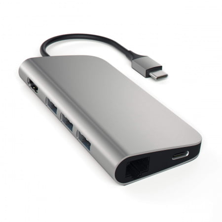Satechi Aluminium Type-C Multi-Port Adapter (HDMI 4K,3x USB 3.0,MicroSD,Ethernet) - Space Grey, ST-TCMAM