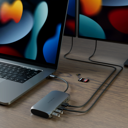 Satechi Aluminium USB-C Multimedia Adapter M1 (1x4K HDMI output 60Hz,1x4K HDMI output 30Hz,1xUSB-C PD 85W,1xUSB-C data,2xUSB-A) - Grey, ST-UCM1HM - imagine 7
