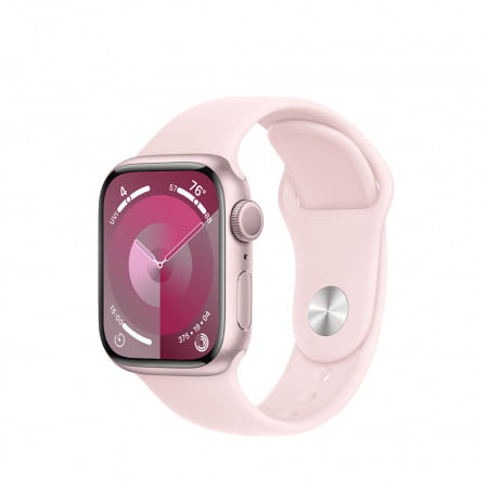 Apple Watch S9 GPS 41mm Pink Alu Case w Light Pink Sport Band - M/L, mr943qp/a