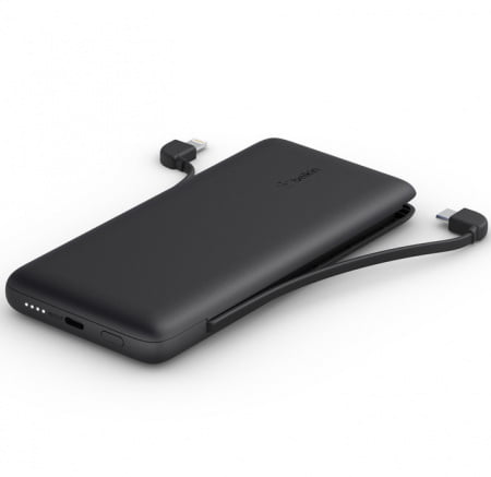 Belkin BOOST CHARGE Plus 10K USB-C Power Bank with Integrated Cables - Black, BPB006btBLK