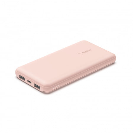 Belkin BOOST CHARGE (10000 mAH) Power Bank with USB-C 15W - Dual USB-A - 15cm USB-A to C Cable - Pink, BPB011btRG