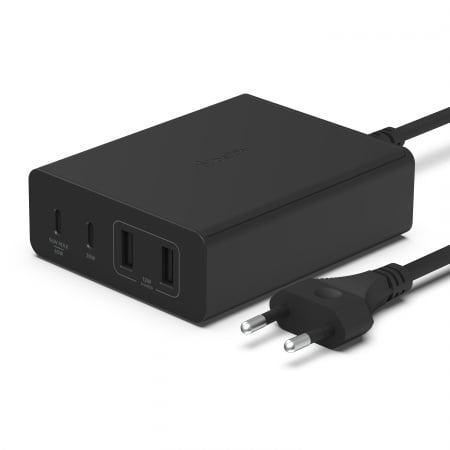 Belkin BOOST CHARGE PRO108W 4-Ports USB GaN Desktop Charger (Dual C and Dual A) and 2M Cord - Black, WCH010vfBK