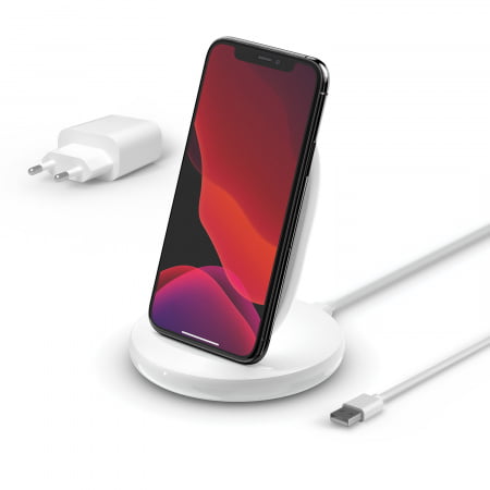 Belkin BOOST CHARGE Qi 15w wireless Charging Stand w PSU (EU Power Supply Included) -White, WIB002vfWH