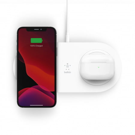 Belkin BOOST CHARGE Qi 15w wireless Charging Dual Pad w PSU (EU Power Supply Included) - White, WIZ008vfWH