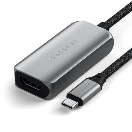 Satechi USB-C To HDMI 2.1 8K Adapter (Mac Devices up to 4K/60Hz, 8K/60Hz, 4K 60Hz/120Hz, 2K/ 40Hz, 1080P/500Hz, Dynamic HDR10+ HDCP 1.4 & HDCP 2.3) - Space Grey, ST-AC8KHM - imagine 3