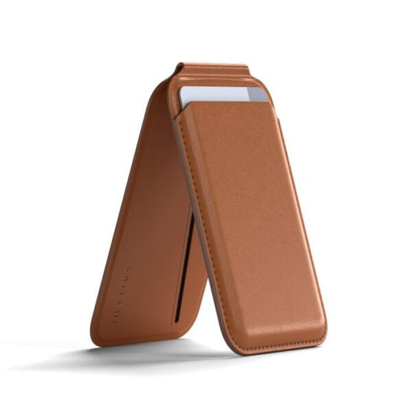 Satechi Vegan-Leather Magnetic Wallet Stand (iPhone 12/13/14/15 all models) - Brown, ST-VLWN
