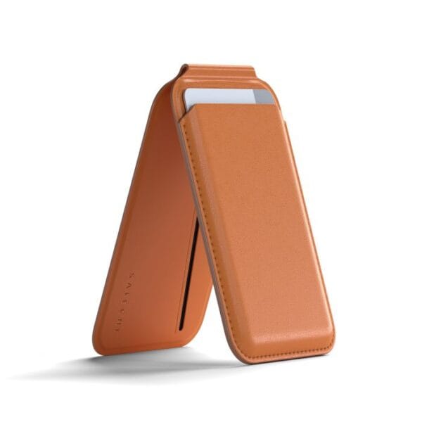 Satechi Vegan-Leather Magnetic Wallet Stand (iPhone 12/13/14/15 all models), Orange, ST-VLWO